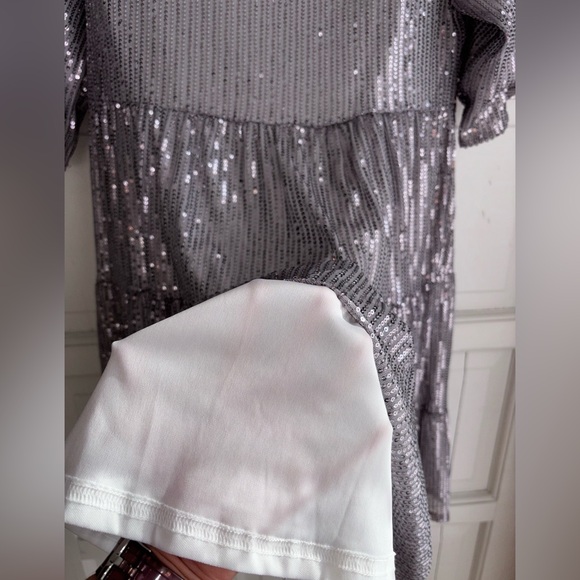 Midi Silver Sequin Dress - Picture 3 of 9
